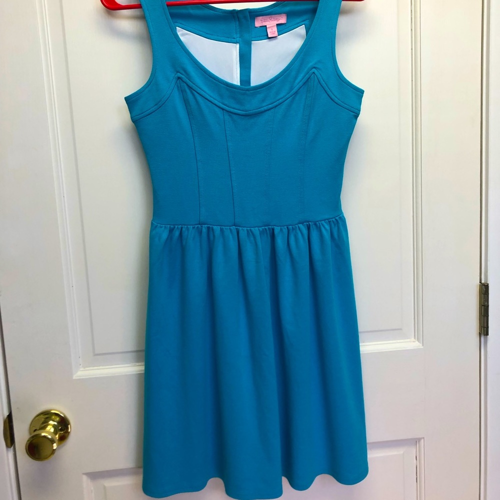 Lilly Pulitzer turquoise fit and flare sun dress. Small.